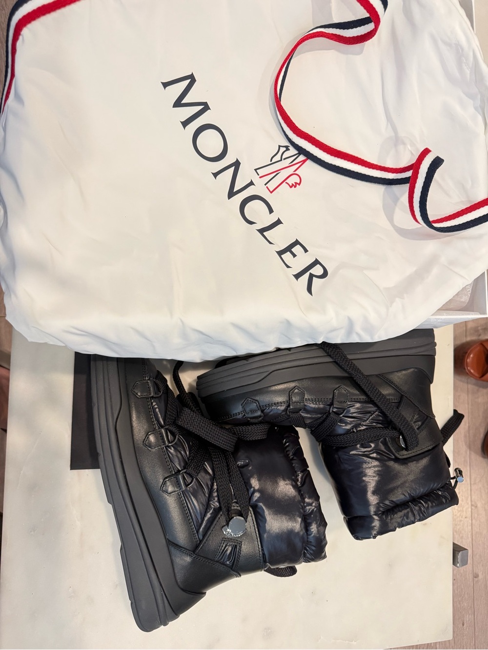 Moncler womenBlack Winter Boots - Padded High-Top Style